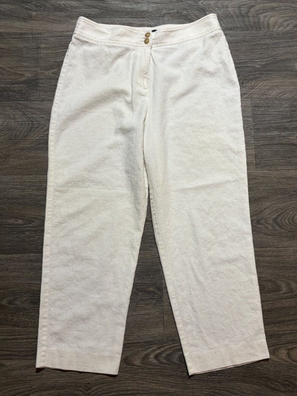 Pendleton Straight Leg Pants Size 12 Linen Blend White Preppy Minimalist Coastal
